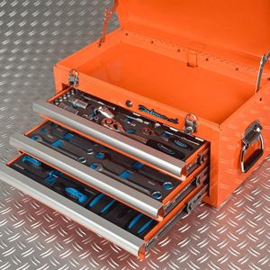 Datona® Gereedschapskist drie lades - 3 lades gevuld - oranje - Oranje