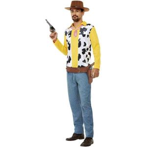 Smiffy's - Woody Kostuum - Tekenfilmachtige Cowboy - Man - Blauw, Geel, Wit / Beige - Medium - Carnavalskleding - Verkleedkleding