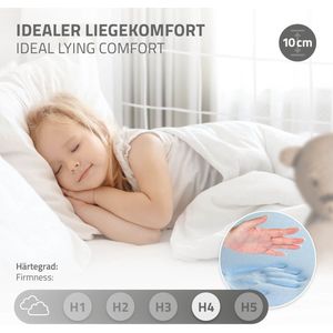 Kinderbed voetbaldoel 90x200 cm wit gemaakt van grenenhout incl. matras H-10cm houten bed met lattenbodem & doelnet ML-Design