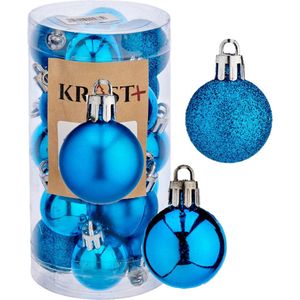 40x stuks kerstballen helder blauw kunststof diameter 3 cm - Kerstboom versiering