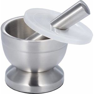 Roestvrij stalen vijzel met stamper, voedselveilig Pestle and Mortar roestvrij staal, diameter 10 cm