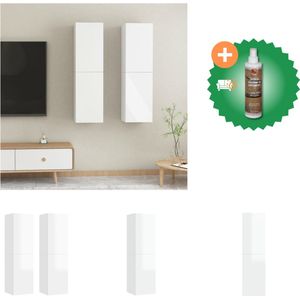 vidaXL TV-meubel - wandkasten van spaanplaat - Hoogglans wit - 30.5x30x110cm - Kast - Inclusief Houtreiniger en verfrisser