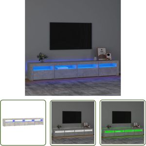 vidaXL Tv-meubel met LED 240x35x40 cm betongrijs Tv-meubel - Beton Grijs - Led Verlichting - Houten Tv Kast - Salon Meubilair