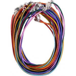 10x Lederen halsketting met karabijnslotje - Yogi & Yogini Naturals - Multicolour - 45cm