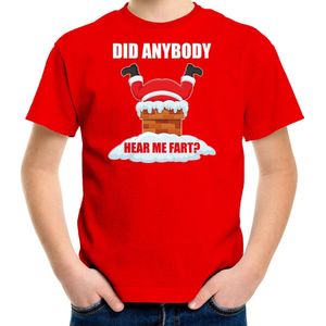 Fun Kerstshirt / Kerst t-shirt Did anybody hear my fart rood voor kinderen - Kerstkleding / Christmas outfit 116/134