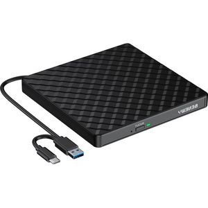 Draagbare externe dvd-cd-drive USB 3.0 & Type-C - RW-brander optische drive - cd-rom/dvd-speler reader extern - PC laptop desktop MacBook Windows 11/10/8/7 Linux/Mac/Apple