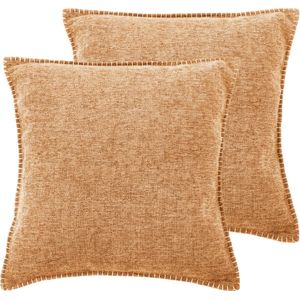 Tiseco Home Studio - Kussen DAMIAN (gevuld) - SET/2 - 100% polyester - met rits - hoes is wasbaar - voor bank, zetel, bed of stoel - Vierkant - 45x45 cm - Camel