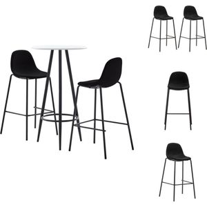 vidaXL Barset - Bartafel en 2 barstoelen - Wit - MDF tafelblad - Gepoedercoat stalen frame - Zwarte stoffen bekleding - Ergonomisch ontwerp - Eenvoudig te monteren - Ideaal voor moderne woning - tuin - bar - pub of restaurant - Set tafel en stoelen