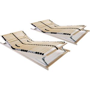 The Living Store Lattenbodems 2 st met 28 latten 7 zones 70x200 cm - Lattenbodem - Houten Bedframe - Beukenhouten Latten - Verstelbare Lattenbodem - Hoofdeinde Verstellen