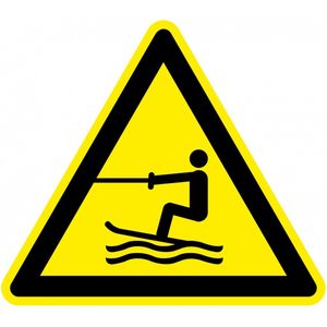 Waarschuwingssticker voortgetrokken wateractiviteiten - ISO 7010 - W045 50 mm - 10 stuks per kaart