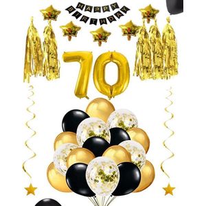 70 jaar verjaardag feest pakket Versiering Ballonnen voor feest 70 jaar. Ballonnen slingers sterren opblaasbare cijfers 70