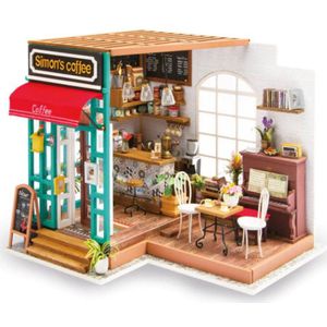 Houten Poppenhuis Bouwpakket - Miniatuur Koffiehuisje - Modelbouw - Meubels - Volwassenen & Kinderen - Speelgoed