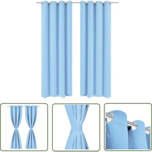 The Living Store Gordijnen Micro-Satijn - 135 x 175 cm - Turquoise - Handwas