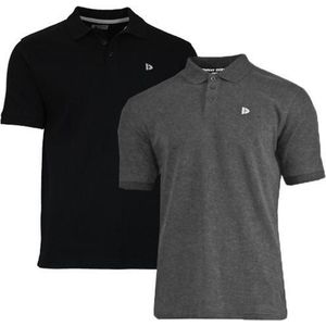 Donnay Polo 2-Pack - Sportpolo - Heren - Maat S - Grijs & Zwart