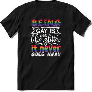 Gay Glitter | Pride T-Shirt | Grappig LHBTIQ+ / LGBTQ / Gay / Homo / Lesbi Cadeau Shirt | Dames - Heren - Unisex | Tshirt Kleding Kado | - Zwart - 3XL