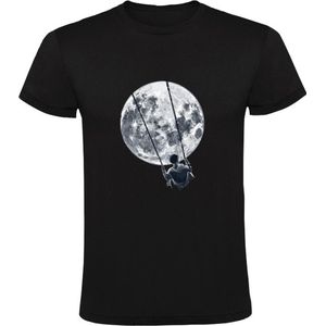 Schommel op de Maan Heren t-shirt | Ruimte | Space | Astronaut | Ruimteschip | UFO | Science Fiction | Sciencefiction | Zwart