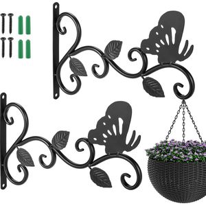 Hanging Basket Beugel, 12 Inch Wand Hangende Mand Houder, Plant Haken voor Tuinmand, Lantaarn, Gazon Licht, Bloempotten - Pakket van 2