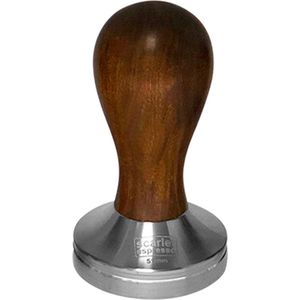 scarlet espresso | Tamper ""Classic"" voor barista; met ergonomische handgreep van kostbaar hout en een nauwkeurig vervaardigde roestvrijstalen basis.