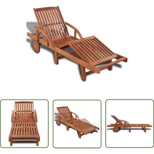 The Living Store Ligbed massief acaciahout - Ligbed - Acacia - Tuinset - Buitendecor - Lounge Stoel