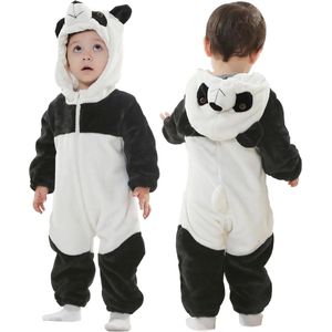 Panda Romper Unisex - Jumpsuit - Pyjama - Capuchon - Kostuum - Kinderen - Dierenpak - Kruippak - Bruin - Maat 90 12/20 Maand