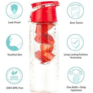 FIGURETTA waterfles met infuser | inhoud 0.7 ltr | BPA-vrij |rood
