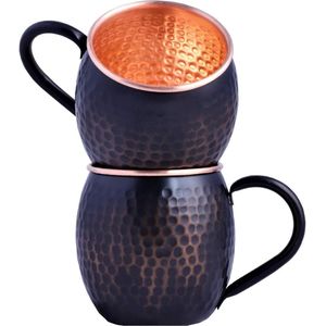 20 Oz Antieke Moscow Mule Koperen Cups en Mokken met Rose Gold Rims - Set van 2