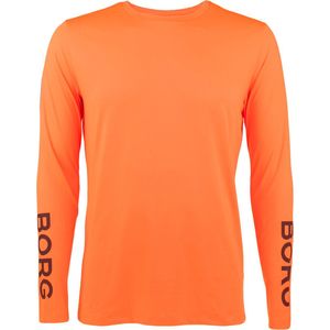 Björn Borg performance O-hals longsleeve shirt logo neon oranje - L