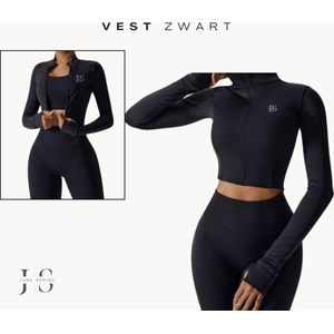 June Spring Sport Vest - Maat: L - Kleur: Zwart - Hoge Kwaliteit - Fitness Kleding voor Dames - Gym Outfit - Cropped Vest - Vochtafvoerend & Comfortabel - Sportvest - Sportkleding - Sportoutfit - Gymwear - Dameskleding - Sport Vest Vrouw