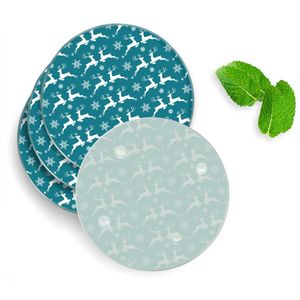 4 Luxe Glazen Onderzetters - Design Oh Deer - Rond