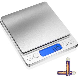 Keukenweegschaal 3 kg - Digitale Precisieweegschaal met Roestvrijstalen Ontwerp en LED-display - Tarra-functie en 6 Maateenheden voor Voeding