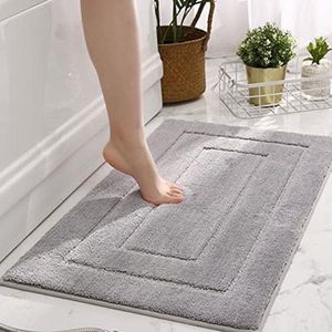 Badmat 40 x 60 cm, badkamertapijt, grijs, antislip badmat, superzachte badmat, antislip, wasbaar, absorberend, badmat voor badkamer, toilettapijt, douche en toilet