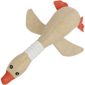 Nobleza Piepende gans - Piepspeelgoed - Knuffel voor hond - Katoenen Gans - Hondenspeelgoed - Apporteerspeelgoed - Beige