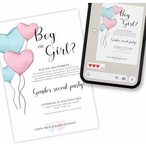 Digitale Uitnodiging Boy or Girl Balloons | unisex