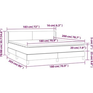 vidaXL - Boxspring - met - matras - stof - donkerbruin - 180x200 - cm