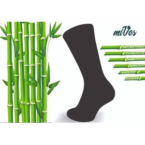 12x MIVES Bamboe Sokken Naadloos - Unisex - 12 paar - GRIJS - Maat 41-46 - Bamboe 84%