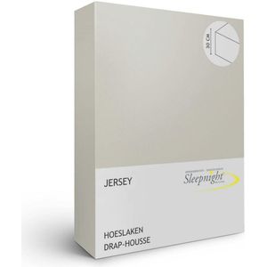 Sleepnight Hoeslaken - Jersey - (hoekhoogte 30 cm ) gris - B 180 x L 200 cm - Lits-jumeaux Strijkvrij - Geschikt voor Standaard Matras/Boxspring/Matras + Topper - 517164-B 180 x L 200 cm