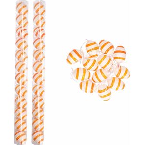 Oranje/wit gestreepte hangdecoratie paaseieren 36x stuks - Pasen versieringen
