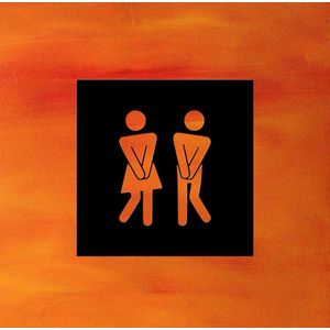 Djemzy - toilet bordje - wc bordje - man en vrouw hoge nood in vierkant - 6 mm mdf - hout