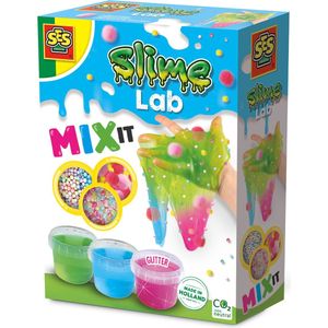 SES - Slime lab - Mix it - 3 kleuren slijm - met balletjes, pompons en kralen om te mixen