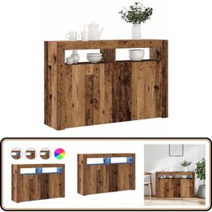 vidaXL Dressoir met LED - 115,5x30x75 cm - Oud Hout Bijzetkast - Dressoir - Led Verlichting - Opbergkast - Houten Kast