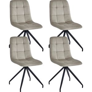 Parexio® - Farucci Eetkamerstoel - Set Van 4 - Beige - Velvet - X-Poot