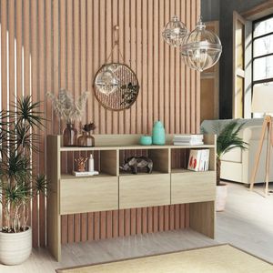 The Living Store Dressoir - Sonoma Eiken - 105 x 30 x 70 cm - Met 3 Open Vakken en 3 Lades