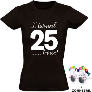 50 jaar Dames T-shirt - I Turned 25 Twice shirt - 50e verjaardag - vijftig - Tshirt