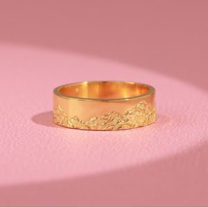 Trouwring natuur 14K Verguld