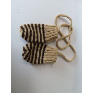 Wantjes - Jongens - Gebreid -Gestreept - Bruin , beige - XXS - 0 tot 3 maand