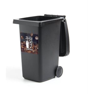Container sticker Koffie Quotes 2 - Koffie quote 'But first koffie' tegen een achtergrond met koffiebonen Klikosticker - 40x40 cm - kliko sticker - weerbestendige containersticker