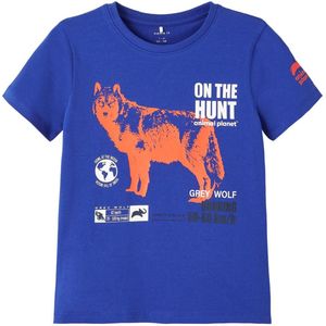 Name it Kinderkleding Jongens Blauwe Tshirt Animalplanet Korte Mouwen Jimmi Surf The Web - 134/140