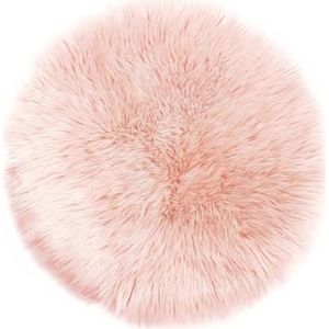 Schapenvacht Tapijt, Imitatiebont Lamsvacht, Schapenvel Imitatievacht - Kunstbont Tapijt Slaapkamer Woonkamer - Wasbaar Bont Tapijt, Decoratiebont - Roze - 160 cm Rond