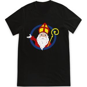 T Shirt Meisjes Jongens - Sinterklaas - Zwart - Maat 152