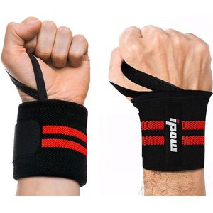 Polsbandage met duimlus, voor bodybuilding en fitness, rood, 2 stuks